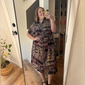 Colorful Print Office Dress